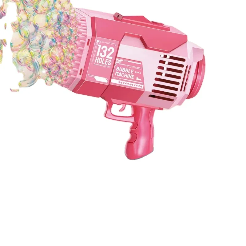 Summer toy Electric Bubble Gun Machine 132-Hole Rocket Launcher with Light up Feature ABS Plastic Toys for Kids