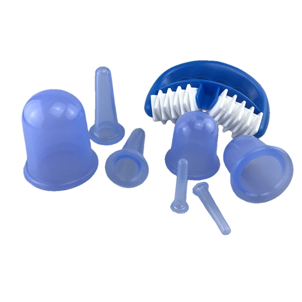 8pcs  massage cupping vacuum jars cans cupping silicone cans for body massage anti cellulite Anti-wrinkle de with brush