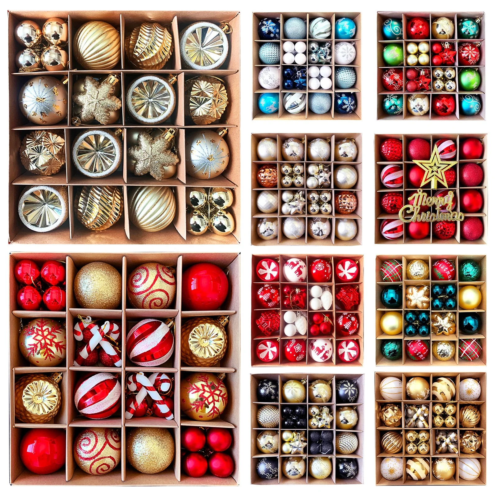 6cm Multicolor Luxury Baubles Set Gift Box Hand-painted Red Christmas Tree Ornaments Christmas Ball