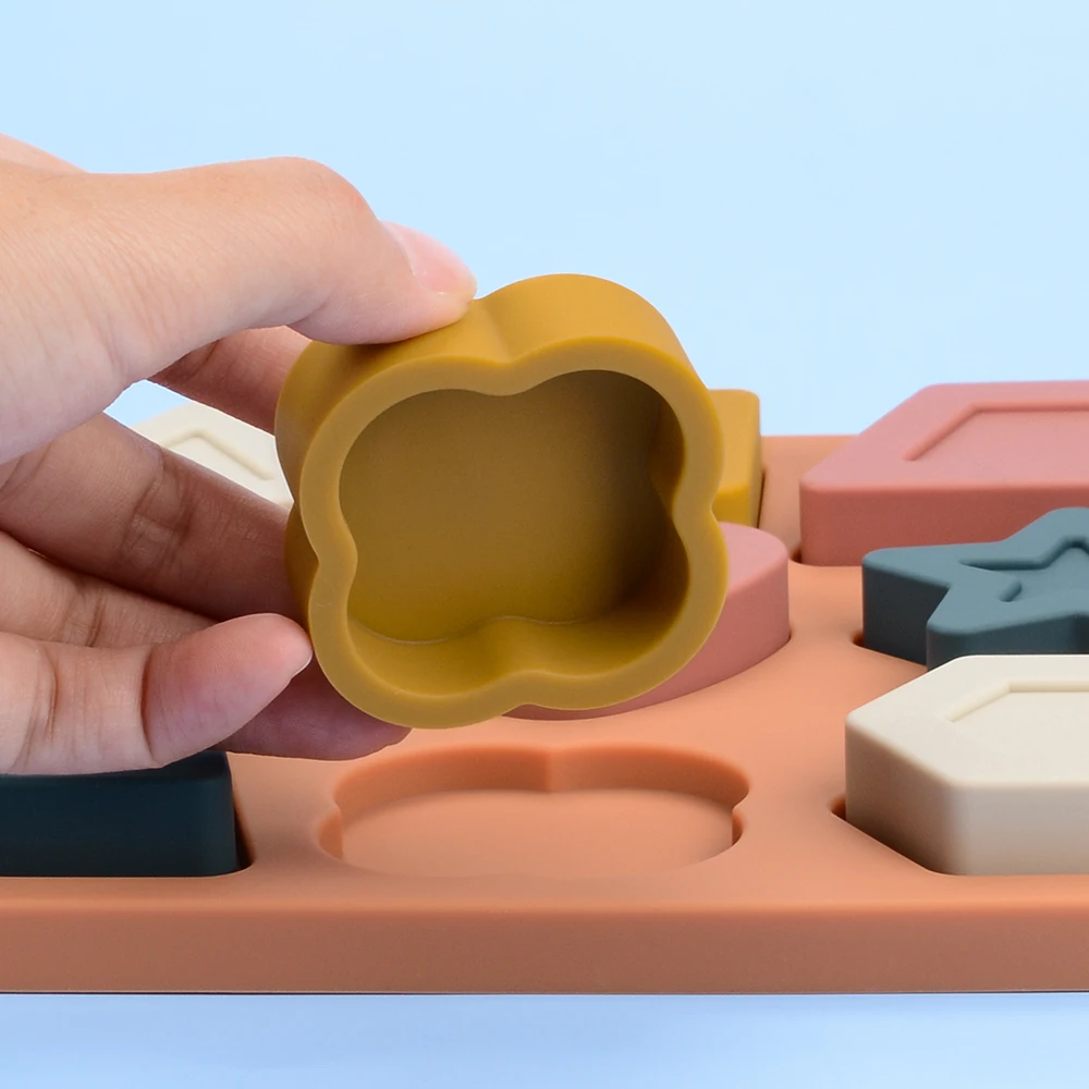 9-piece Toddler Silicone Puzzles Toy Food Grade Silicone Stacking Blocks Sensory Educational set for Baby