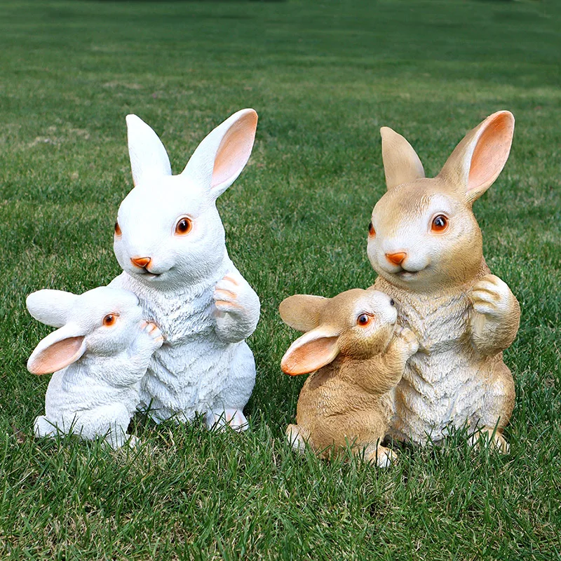 Funny Garden Animals Statue Easter Bunny Table Decorations Rabbit Garden Statue Outdoor Decor Resin Figurine Decoration for Lawn