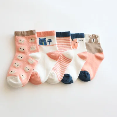 
5 Pairs/lot Baby Socks Cute Cartoon Animal Children Socks Mesh Breathable Socks for Boys Girls 