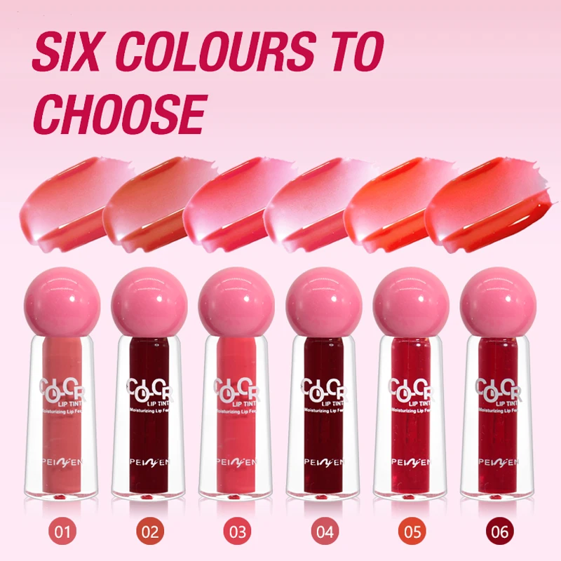 PEINFEN Wholesale Liquid Lip Tint 6 Colors Long Lasting Non Sticky Plumping Moisturizing Waterproof Mirror Glass Lip Gloss Set
