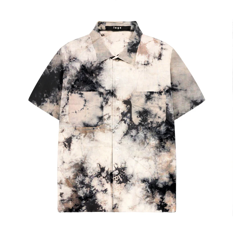 Tie Dye DIY Custom Colors Buttons Rayon Fabric Good Hang Feeling Casual Wear Hawaiian Shirts