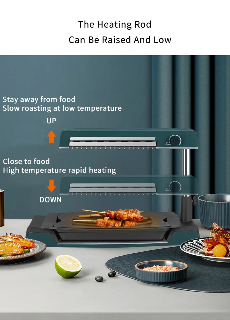 1300W 220V Smokeless Electrical Grill Indoor Infrared Barbecue Grill Non-stick Electric Grill for Household