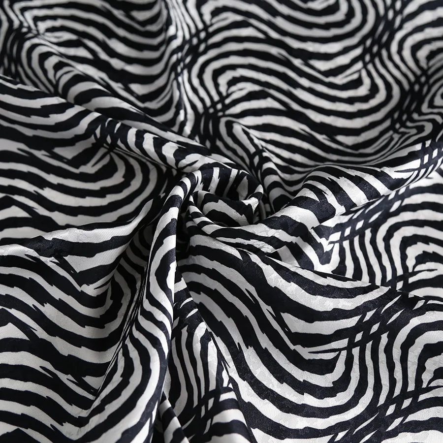 Custom digital printed Viscose Rayon Jacquard Sateen fabric