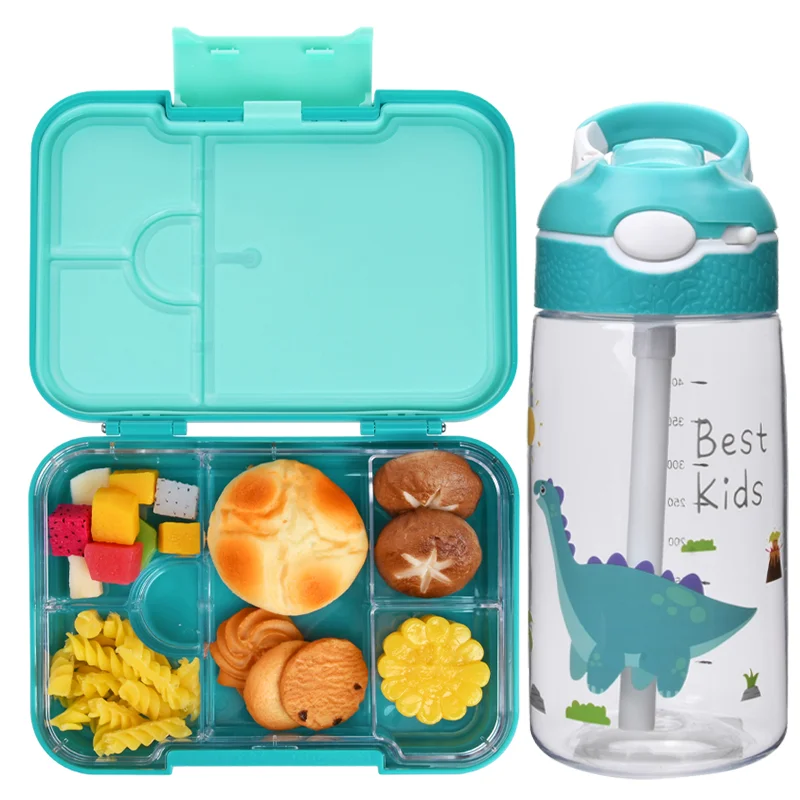 Aohea Plastic Leak-proof Lunch Box and Cup set Hot Sale Kids Bento and Water Bottle with Printing Logo