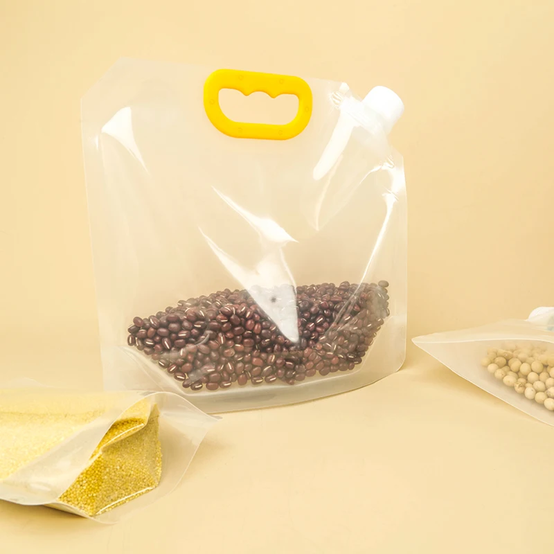 1.5L 3L 5L spout pouch foldable outdoor storage grains drink bag water plastic bag with handle