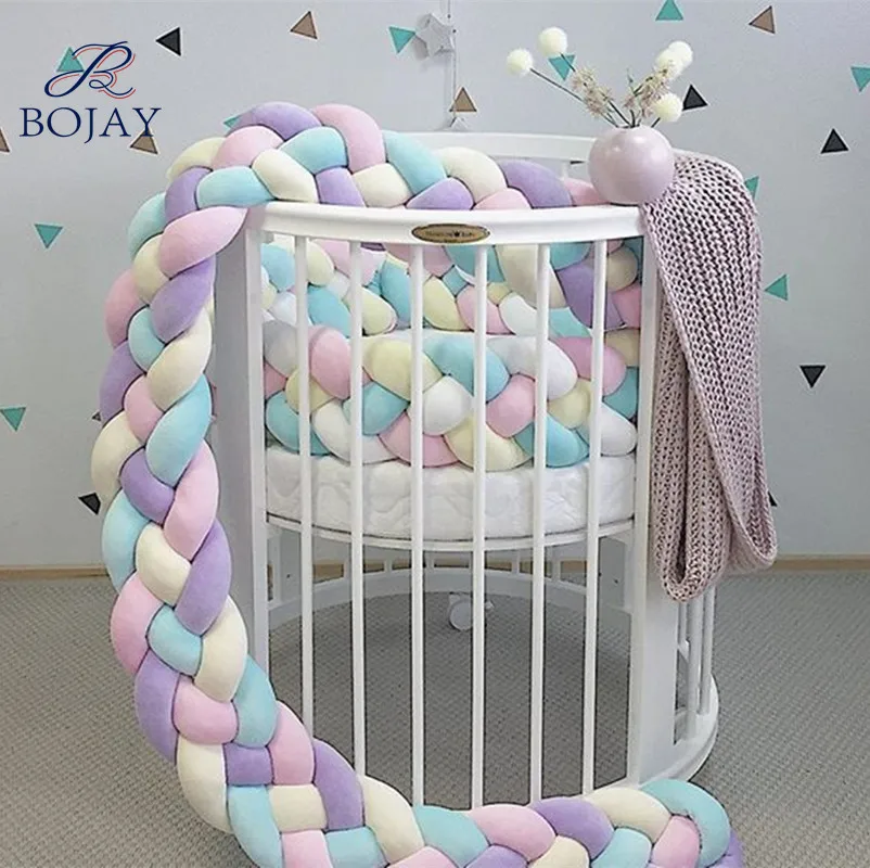 Braided Crib Bumper 4 Braids Knot Cushion Decorative Bolster Pillow Crib Bedding Baby Sheets