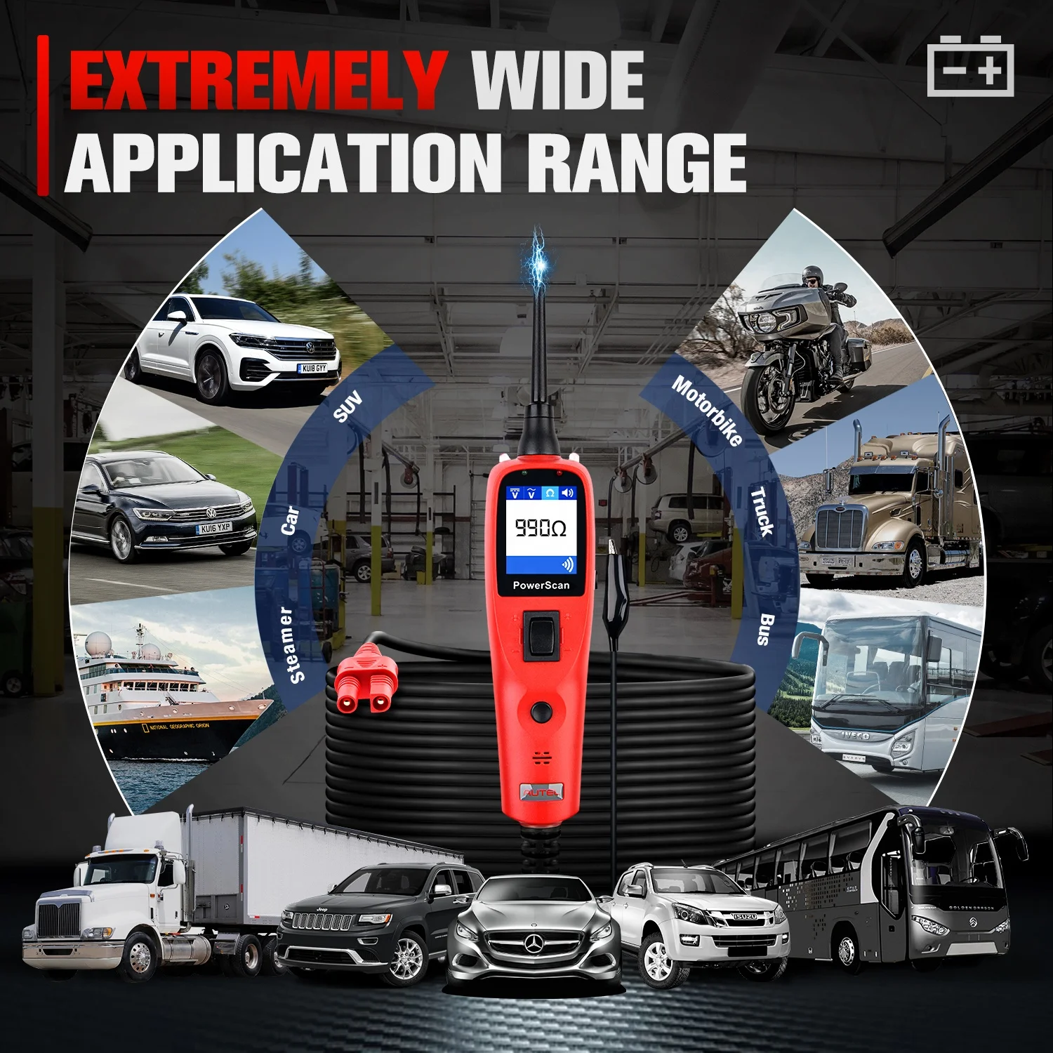 Autel PowerScan PS100 AVOmeter/test light/ built-in flashlight /short circuit/ indicator relay/component tester diagnostic tool