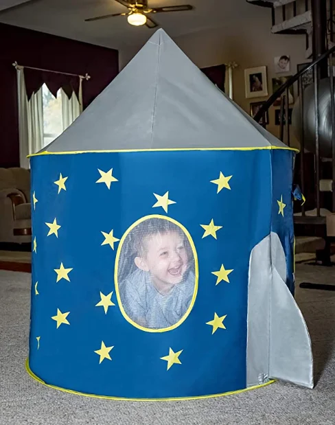 Палатка FoxPrint Rocket Ship с тематикой космического пространства Игровая палатка-космический игровой домик-космический корабль палатка для детей-Складная всплывающая звезда