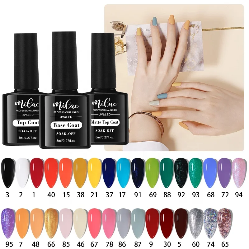 36PCS/SET 33Color Nail Gel Polish Set Kits Base Top Coat Varnish Soak Off UV Gel LED Semi Permanent All For Manicure Nail Art