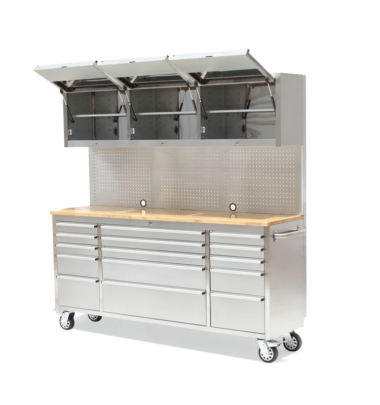 hot sale 72 Inch Anti-Fingerprints Stainless Steel Rolling Tool Cabinet Tool Chest on wheels tool storage system