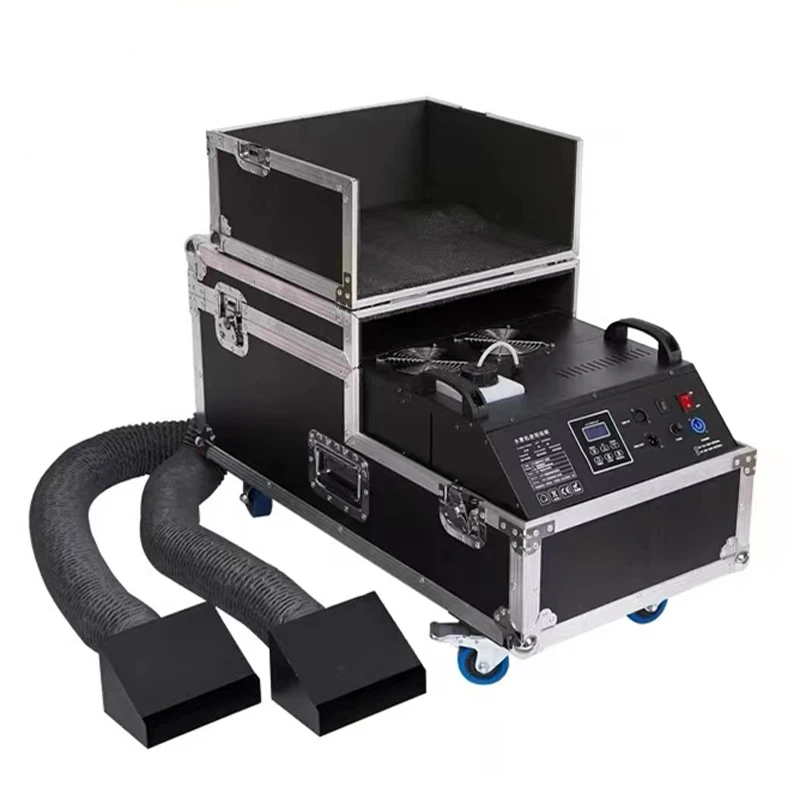 Factory 3000W Water Based Fog Machine Low Ground Smoke Machine for Wedding Dmx Remote with Two Smoke Pipe and Flight Case Kit