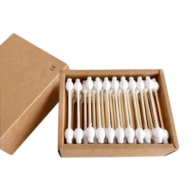 High Quality Bamboo Cotton Swab Double Tips with Square Box Premium Cotton Buds for baby Safe size