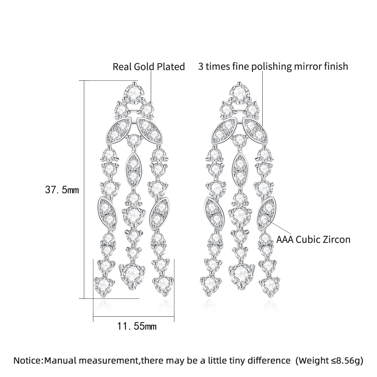 LUOTEEMI Fashion New Brand Wholesale Women Luxury Zircon Diamond Bridal Long Tassel Wedding Earrings for Women