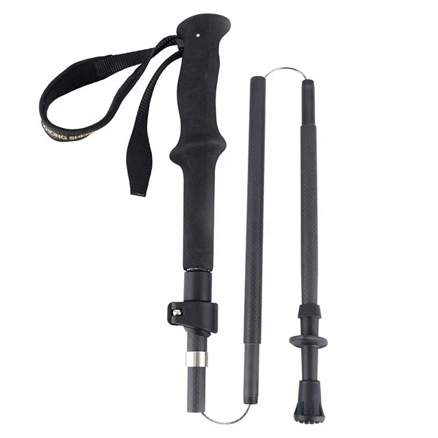 Custom 5-piece Telescopic and Folding Aviation carbon fiber  Trekking poles Hiking walking Sticks