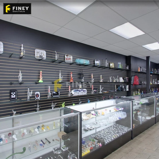 Factory Custom Tobacco Shop Retail Display Stand Glass Cabinet Wall Display Rack