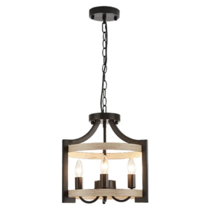 Rustic Farmhouse Chandeliers Deco Adjustable Kitchen Island Hallway Bedroom Hanging  Birch Wood Finish Chandelier Pendant Lights