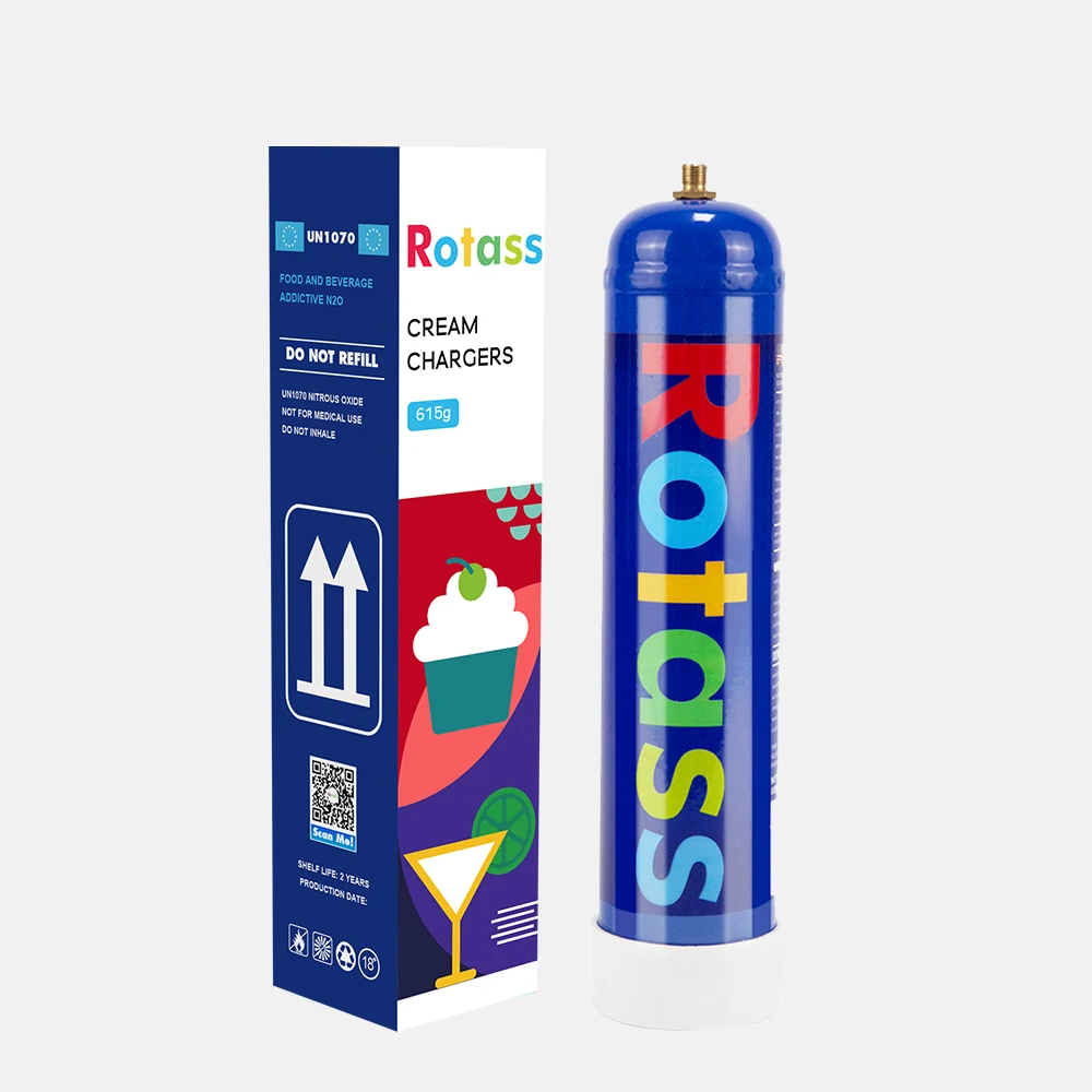 Rotass New Design 1L cream charger gas cylinder CE/ISO certified 615g whipped Cream Chargers