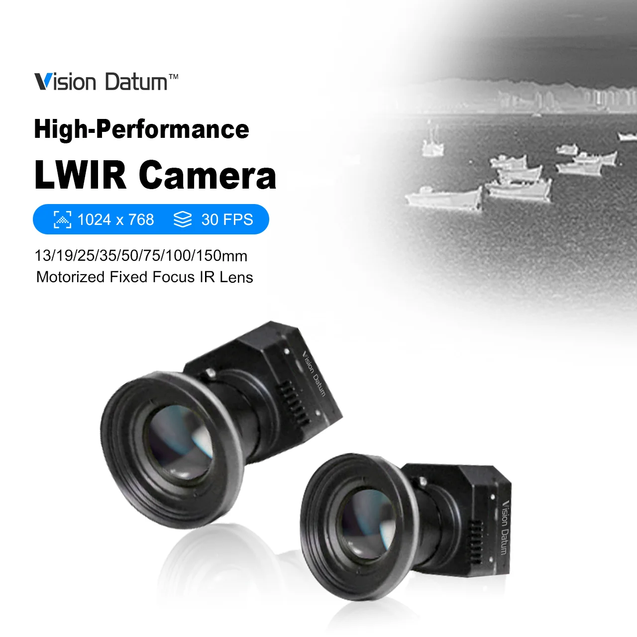 night vision thermal camera 1024*768fps 1-8x zoom  for  fire point alarm