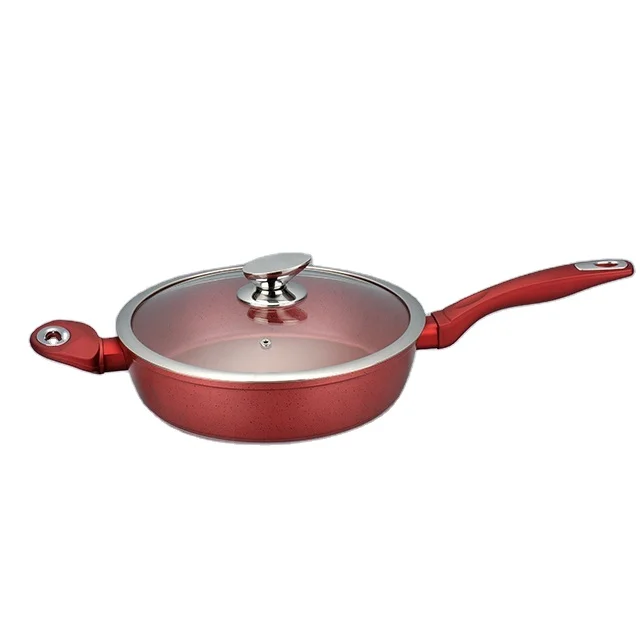 Aluminium forged saute pan non-stick Deep Fry Pan with glass lid