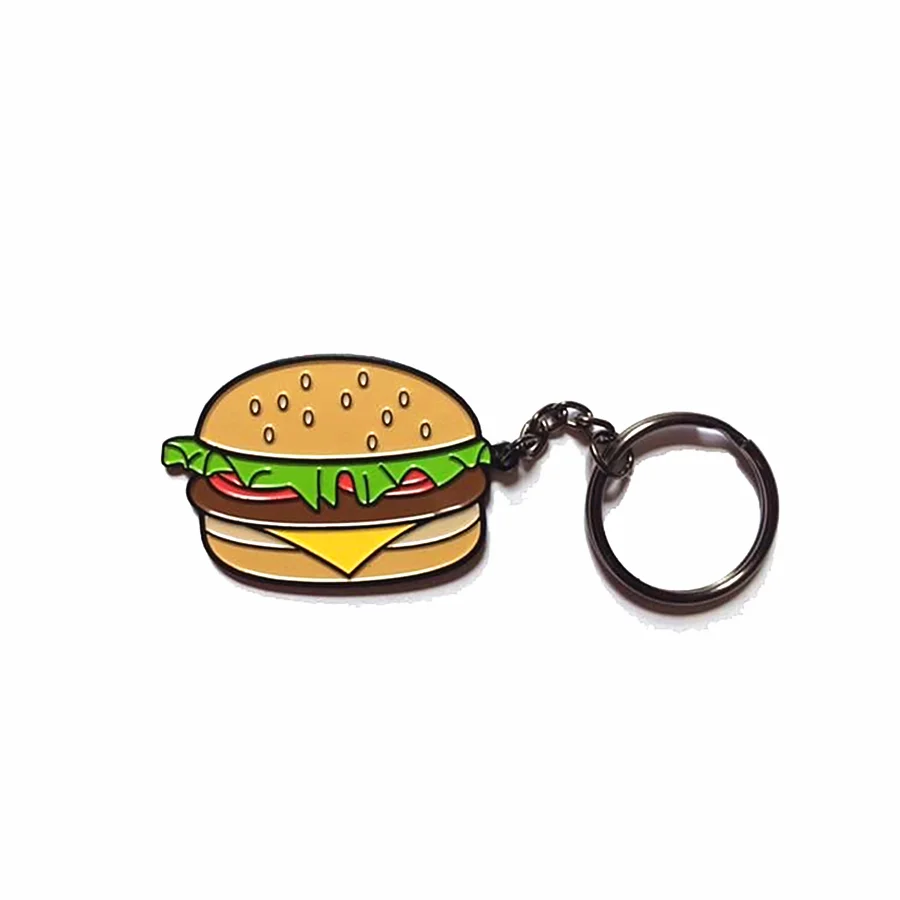 custom metal food french fries hamburger pizza food key chain promotional gift pendant keychain for gifts