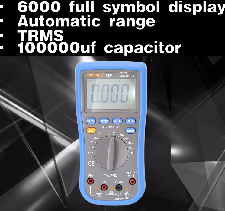 HYTAIS TS97 Digital Automatic Multimeter AC DC Ammeter Voltmeter True RMS Electrical Meter Resistance Electrician Tester Tool