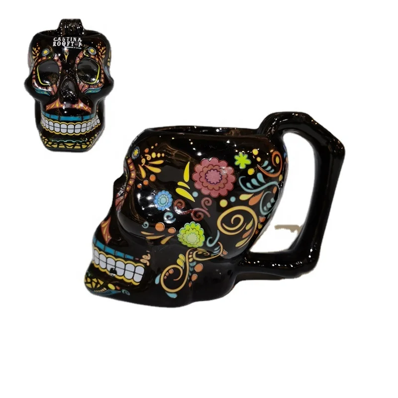 Skull Funny 3d Smoking Tumbler Glass Ceramic Pipe Tube Mug Coffee Cup Supplies Coffee Smoking Pipe Mug Smoke Cup