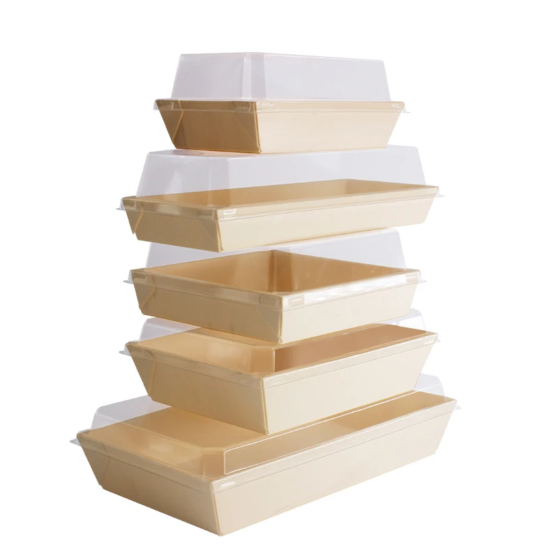 Biodegradable Disposable Wooden Lunch Bento Bakery Sushi Fruits Catering Meal Prep Food Container Takeaway Packaging Box