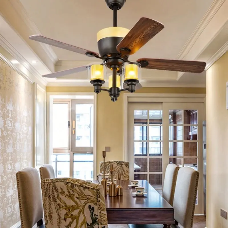 
LED Ceiling Fans With Remote Modern Ceiling Indoor Fan Decorative Smart Remote Control Luxury Wooden Ceiling Fans With Light 