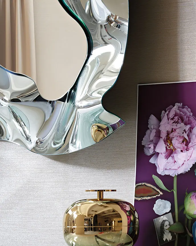 Custom Interior Modern Wall Art Metal Decoration silver stainless steel metal wall hanging mirror