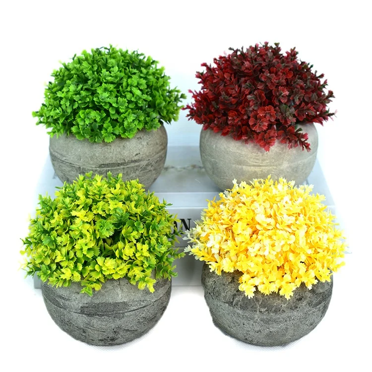 4 Pcs Mini Artificial flower bonsai Potted Plants Small Artificial Succulents Plants For Office Desk Decoration