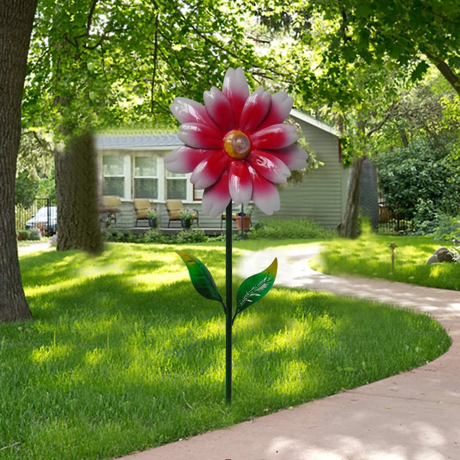 Steady Metal Art Flower Solar Powered Stake Outdoor Decoration Solar Flower Light