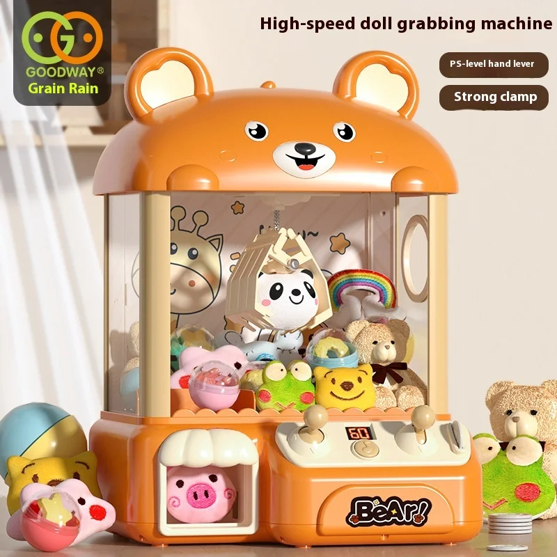 DIY Doll Machine Kids Coin Operated Play Game Mini Claw Catch Toy Crane Machines Music Doll Children Gifts Toys 5-7 years