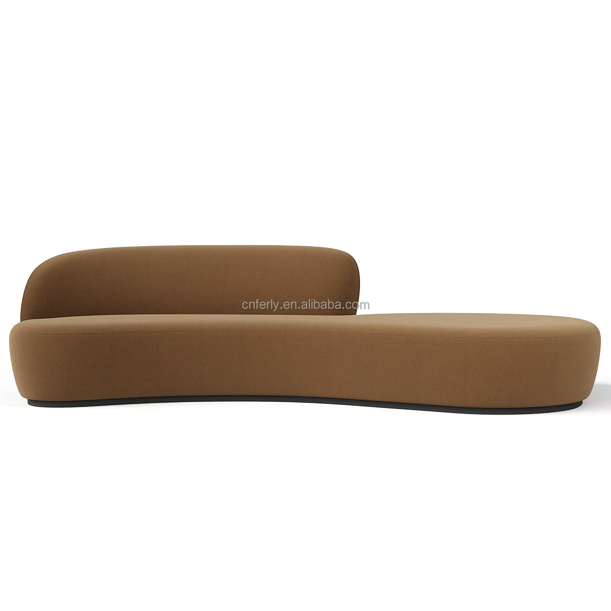 Ferly High End Modern Luxury Living Room Asymmetrical Sofa Left Arm Brown Curved Sofa