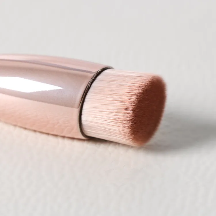 Single Pink Vegan Foundation Brush Private Label High Density Flat Top Kabuki Foundation Brush Professional