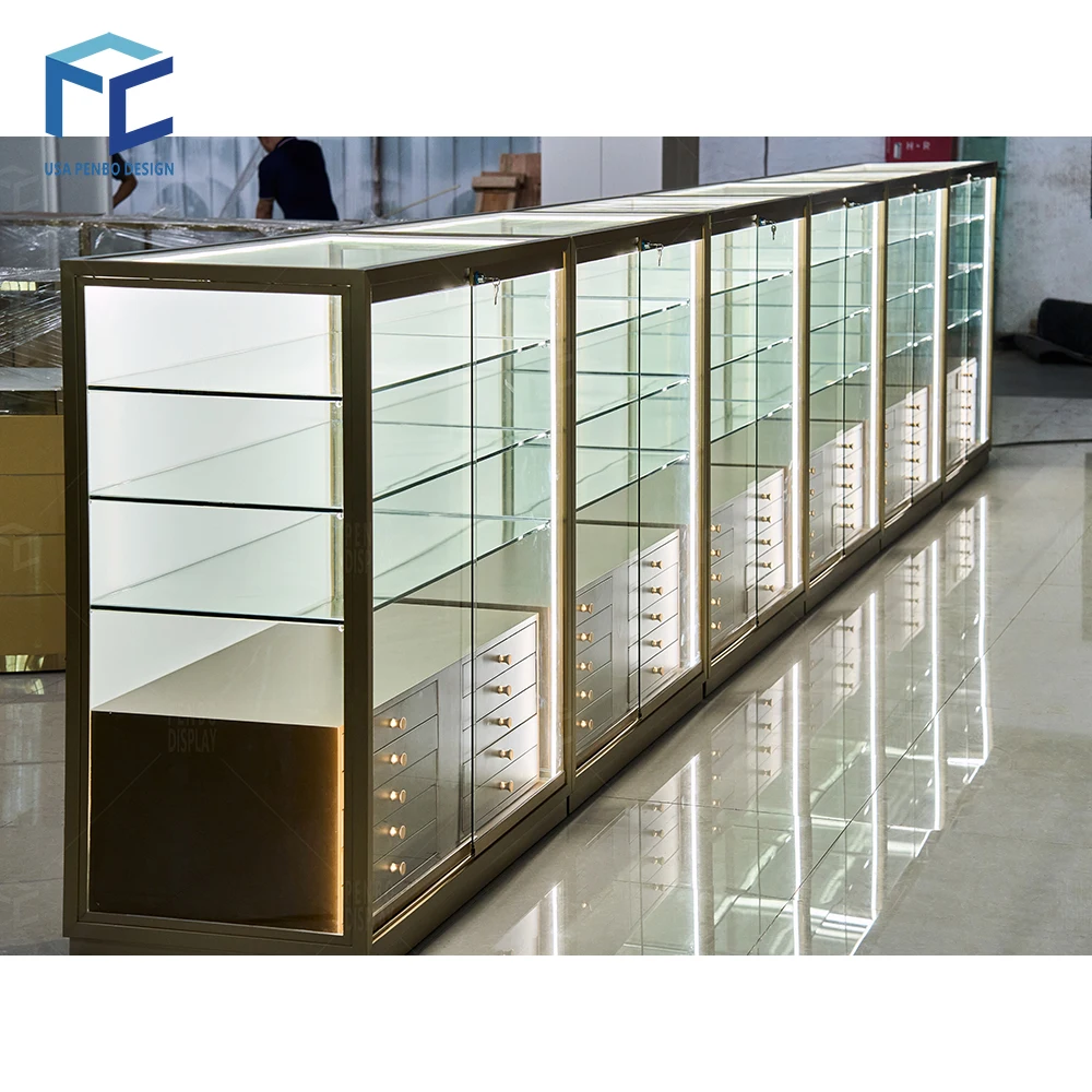 Safe Anti-Theft Lockable Sunglass Storage Cabinet Glass Eyewear Display Case Sunglasses Display Stand Showcase Cabinet With Led