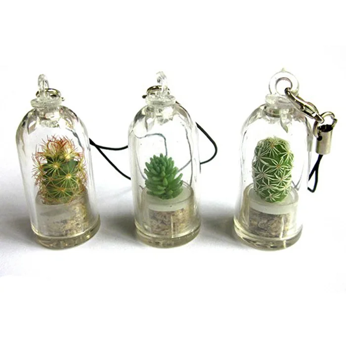 OXGIFT Wholesale Portable MINI cactus Plants cell mobile phone strap