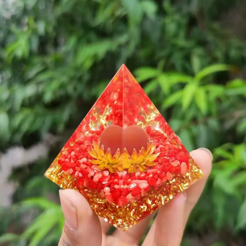 Камень-Чипстон чакра 6 см кристалл Nubian Orgonite пирамида для украшения дома