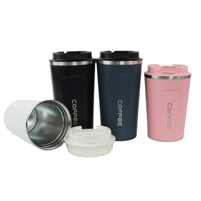 
350ml 500ml Double insulated wholesale custom reusable stainless steel travel coffee mugs cups with plastic flip lid 