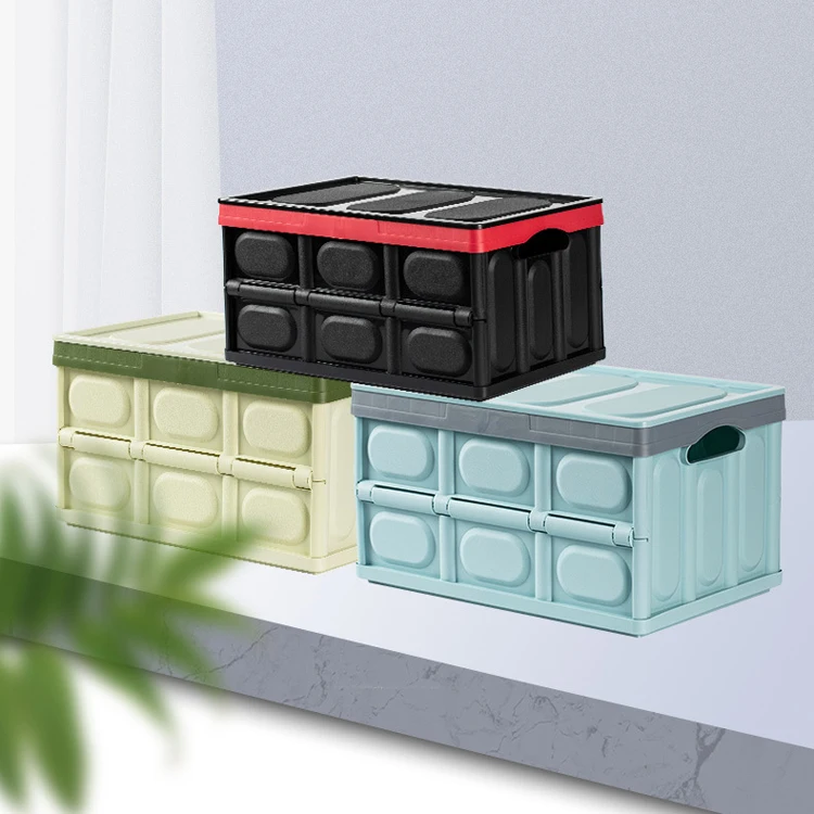 30L / 55L Plastic Durable Collapsible Car Boot Trunk Storage Container Box with Padlock Cover