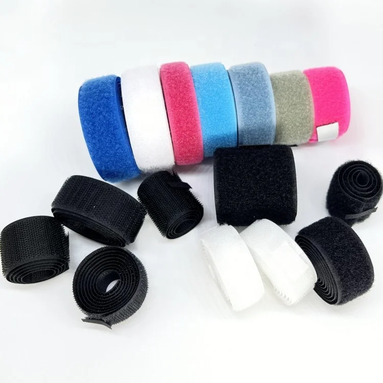 Nylon custom color self locking double sided sticky Self Adhesive adjustable reusable Fastening strap Hook And Loop tape
