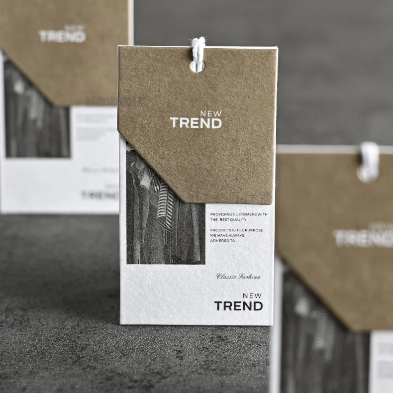 Luxury Custom Logo Printing 800gsm Cotton Art Paper Hang Tag Garment Accessories Apparel Label  Hangtag With Cotton String