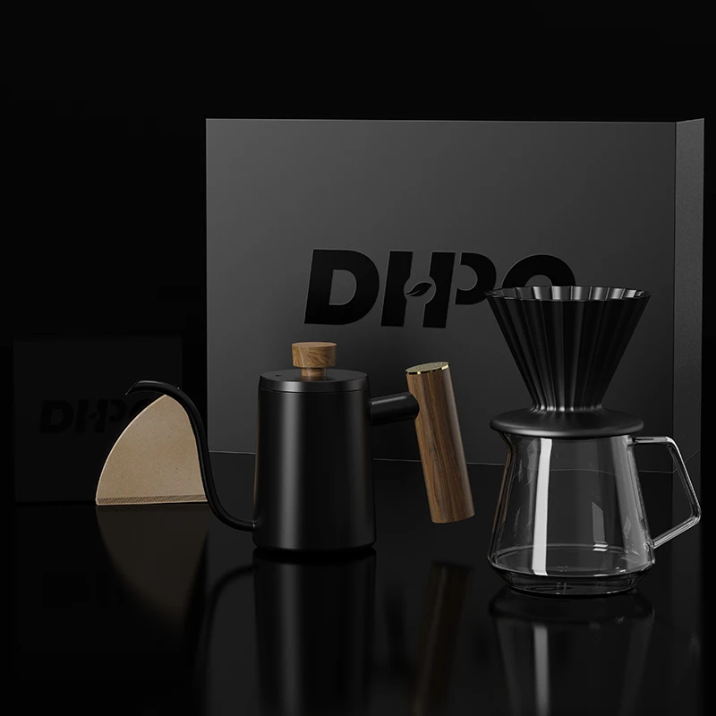 DHPO High Quality 300ml Drip Pour Coffee Making Tools Durable Home Use Brew Coffee Set Elegant Europe Gift Box Home Coffee Shops