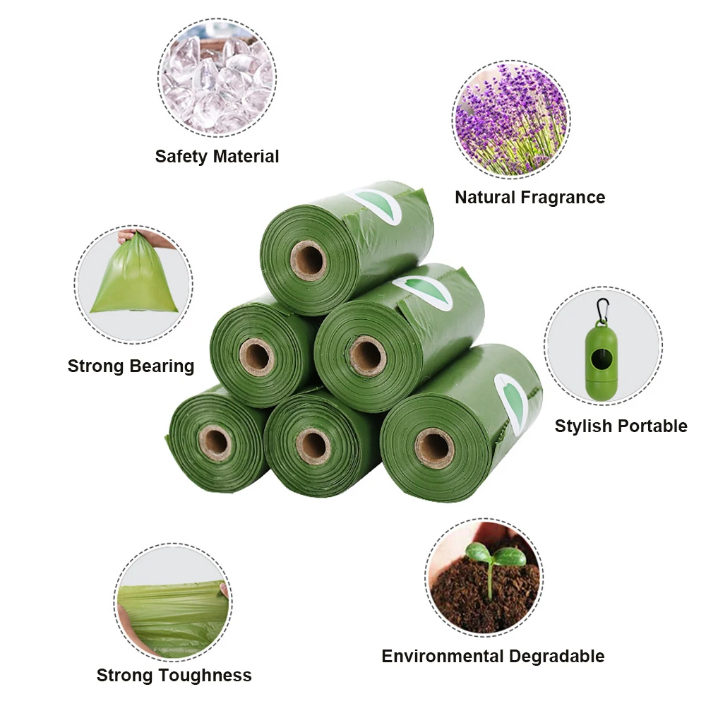 Easy Handle Dog Waste Bag with Dispenser Bio Degradable Doggy Poop Bags