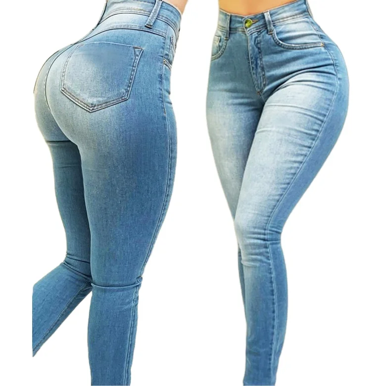 Skinny Women Jeans Fashion Shredded Design Slim Elastic Jean Trousers High Waist Sexy Zipper Fly Ladies Girls Denim Pants