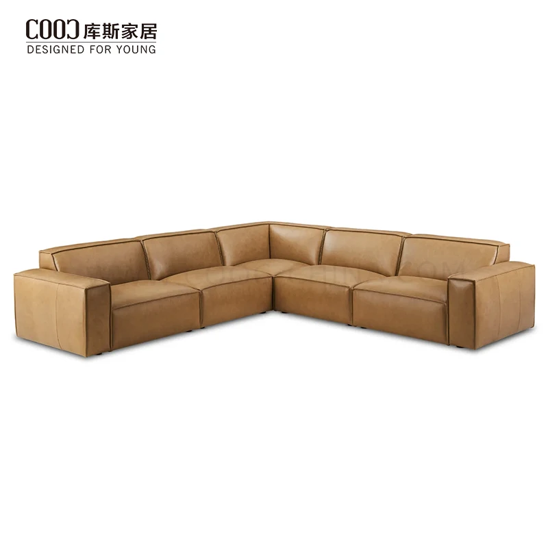 Custom Home Living Room Sofa Set Furniture Modern Italian Leather Sectional Modular Sofa
