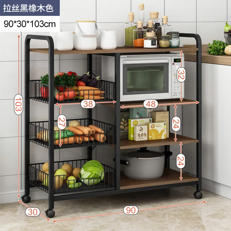 Stainless Steel Shelves Multi Functional Floor-standing Microwave Cookware Kitchen Storage Rack Microwave Oven Stand