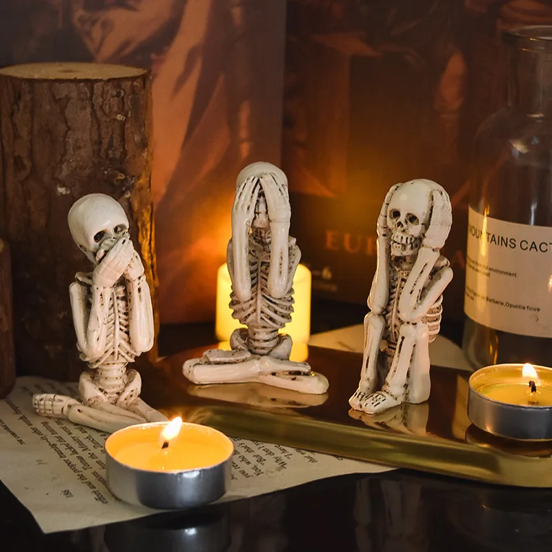 Custom creative Halloween Skulls Human Skeleton Head figurine ghost pumpkin statue Haunted House ornament Bar Halloween decor